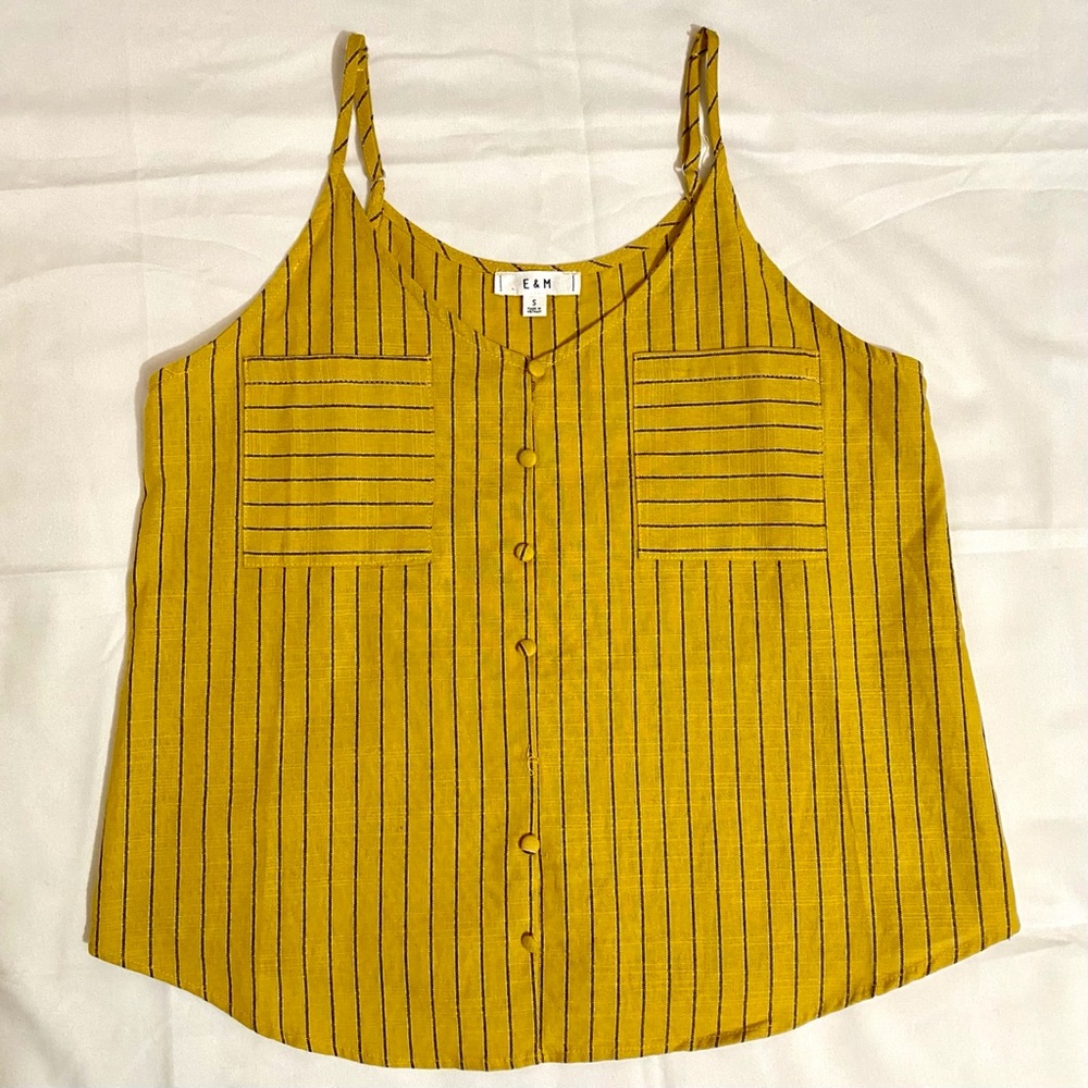 E & M Mustard Striped Tank Top